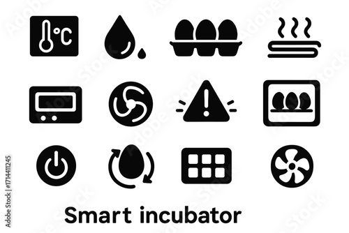Led sensor egg door element incubator smart icon vector icons heating vent