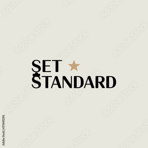 Minimalist logo design featuring the text set standard and a star graphic for corporate branding and identity projects vector