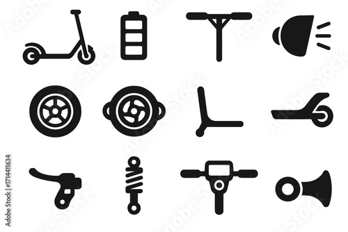 Futuristic icon eco panel lever headlight vector pack control led electric scooter