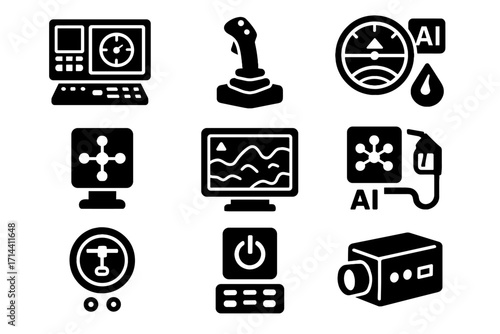Terrain ai box altitude joystick control vector icon autopilot cockpit recorder