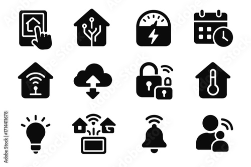 Automated indicator hub vector monitoring control home regulation symbol smart ai icon