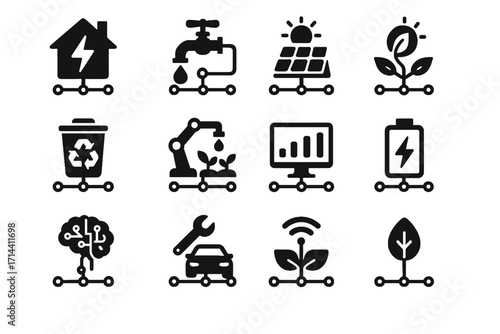 Water appliances connected recycling icons storage icon living hub ecosystem smart vector