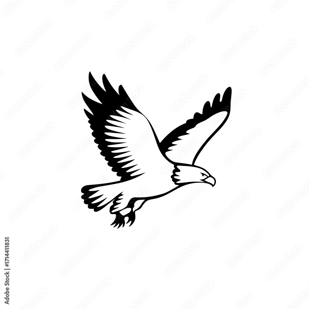 Obraz premium Bald Eagle. Bald Eagle simple black and white line art vector logo
