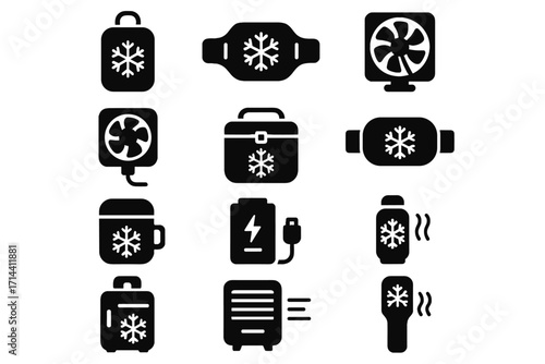 Ultra outdoor icon cooler wearable portable cooling insulin vector fan fridge