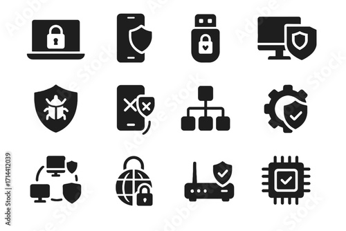 Workstation endpoint hub laptop icon icons security protection management shield vector connection