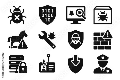 Tool grid icons cross vector warning download binary trojan phishing computer icon