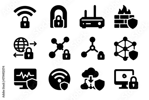 Secure locked prevention icon icons intrusion vector router gateway network ddos security