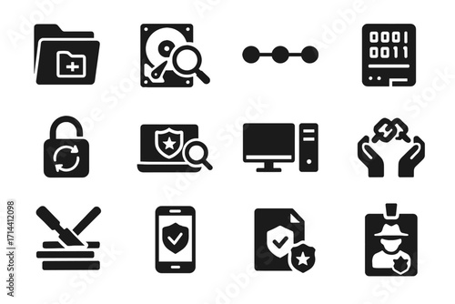 Evidence folder forensics icon dump encrypted icons memory digital investigation vector hard
