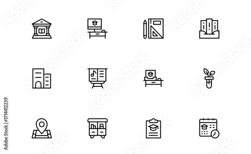 University Education Essentials: Modern Minimal Line Icon Set for Students and  university, education, college, Academics