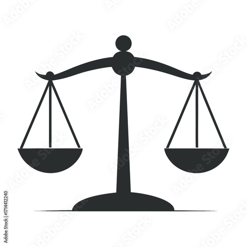 Minimalist flat design illustration of a balanced scale