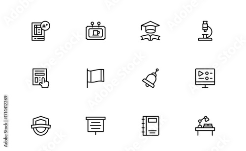 University Education Essentials: Modern Minimal Line Icon Set for Students and  university, education, college, Academics