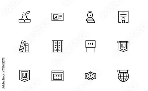 University Education Essentials: Modern Minimal Line Icon Set for Students and  university, education, college, Academics