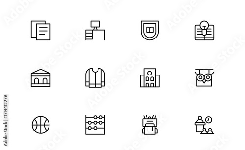 University Education Essentials: Modern Minimal Line Icon Set for Students and  university, education, college, Academics
