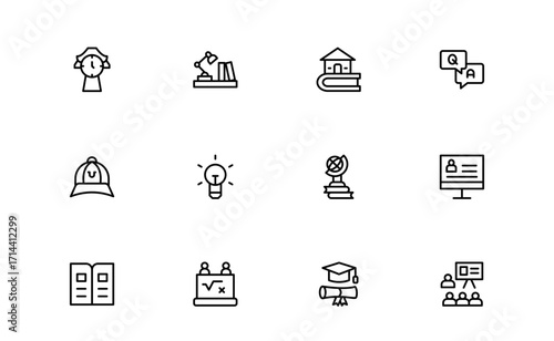 University Education Essentials: Modern Minimal Line Icon Set for Students and  university, education, college, Academics