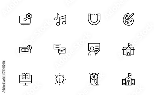 University Education Essentials: Modern Minimal Line Icon Set for Students and  university, education, college, Academics