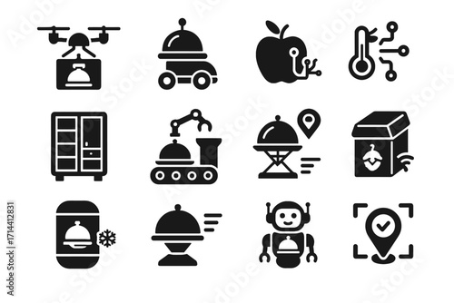 Locker vector carrier automation digital pickup delivery icon indicator food status