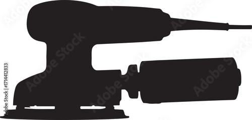  black silhouette of electric sander on white background, vector