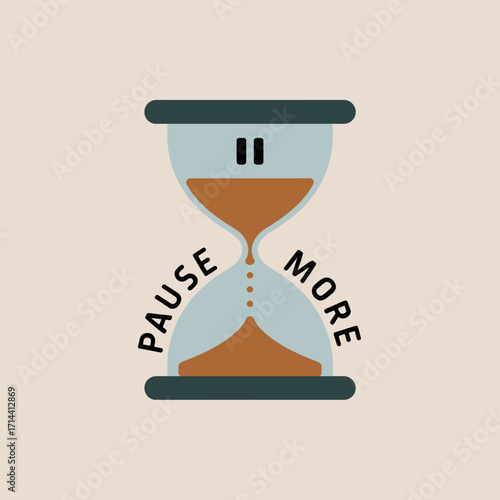 Digital pause icon integrated hourglass creative graphic design symbol for time management and relaxation concept vector