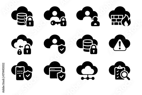 Encrypted cloud management icon data vector access security authentication app safe