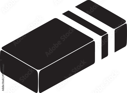 black silhouette of eraser on white background, vector