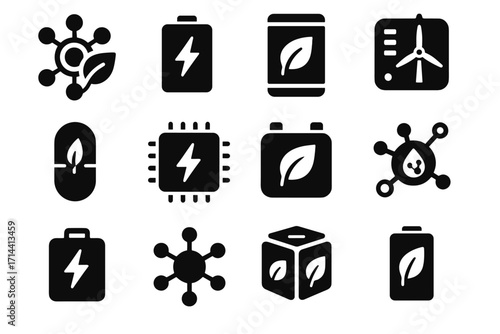 Energy smart pack vector renewable green bio power icon hub icons