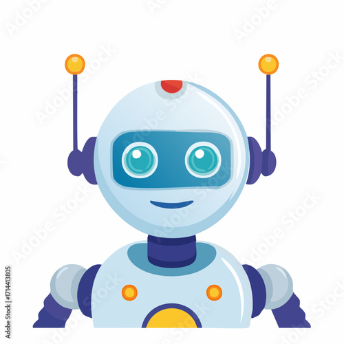 Friendly Robot Avatar with Antennae and Round Head Design, a Whimsical AI Companion