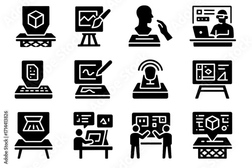 Tools system tool workspace creative holographic icon sculpting vector design drafting collaborative