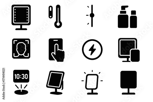 Vanity icons embedded outline frame minimalistic smart icon display indicator adjustable vector