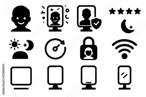 Rating stand control around symbol emotion icon vector playful lock child