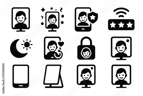 Star vector child wireless icons minimal icon stand mode light connection emotion