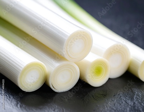 Close-up of sliced leeks