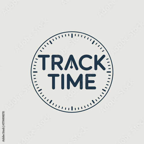 Modern track time logo design with clock face elements representing punctuality efficiency and time management solutions vector