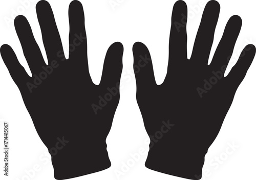 black silhouette of gloves on white background, vector
