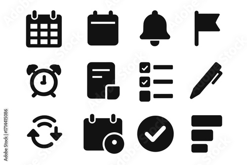 Blocks squares icons calendar interactive mark bell pen digital icon vector wireless
