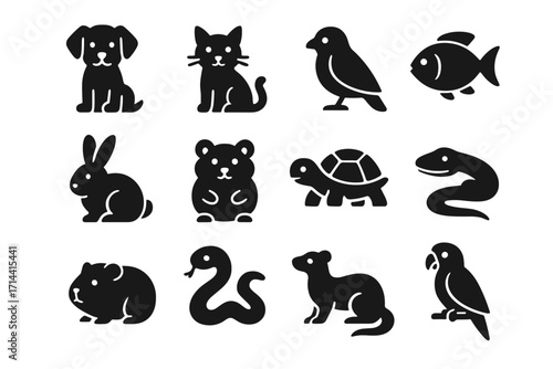 Lizard ferret fish icon snake dog digital pet vector hamster guinea turtle
