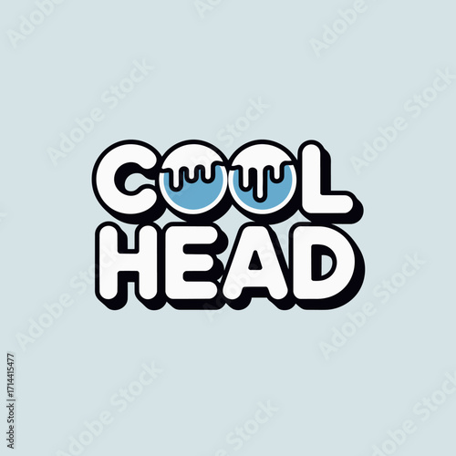 Cool head text logo design sleek monoline font with frosty blue accents and 3d outline for brand identity vector