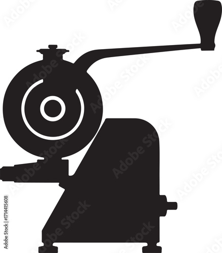 black silhouette of grinder machine on white background, vector