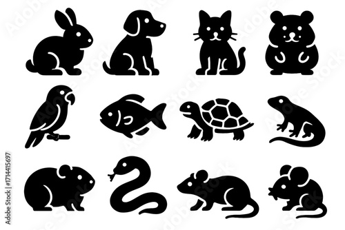 Pet vector lizard ferret pig icon guinea interactive rabbit fish snake icons
