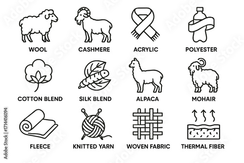Fabric woven icon material cotton winter fleece vector thermal scarf knitted polyester