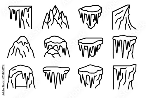 From stone ledge icon rock vector spikes sharp wall mountain icicle