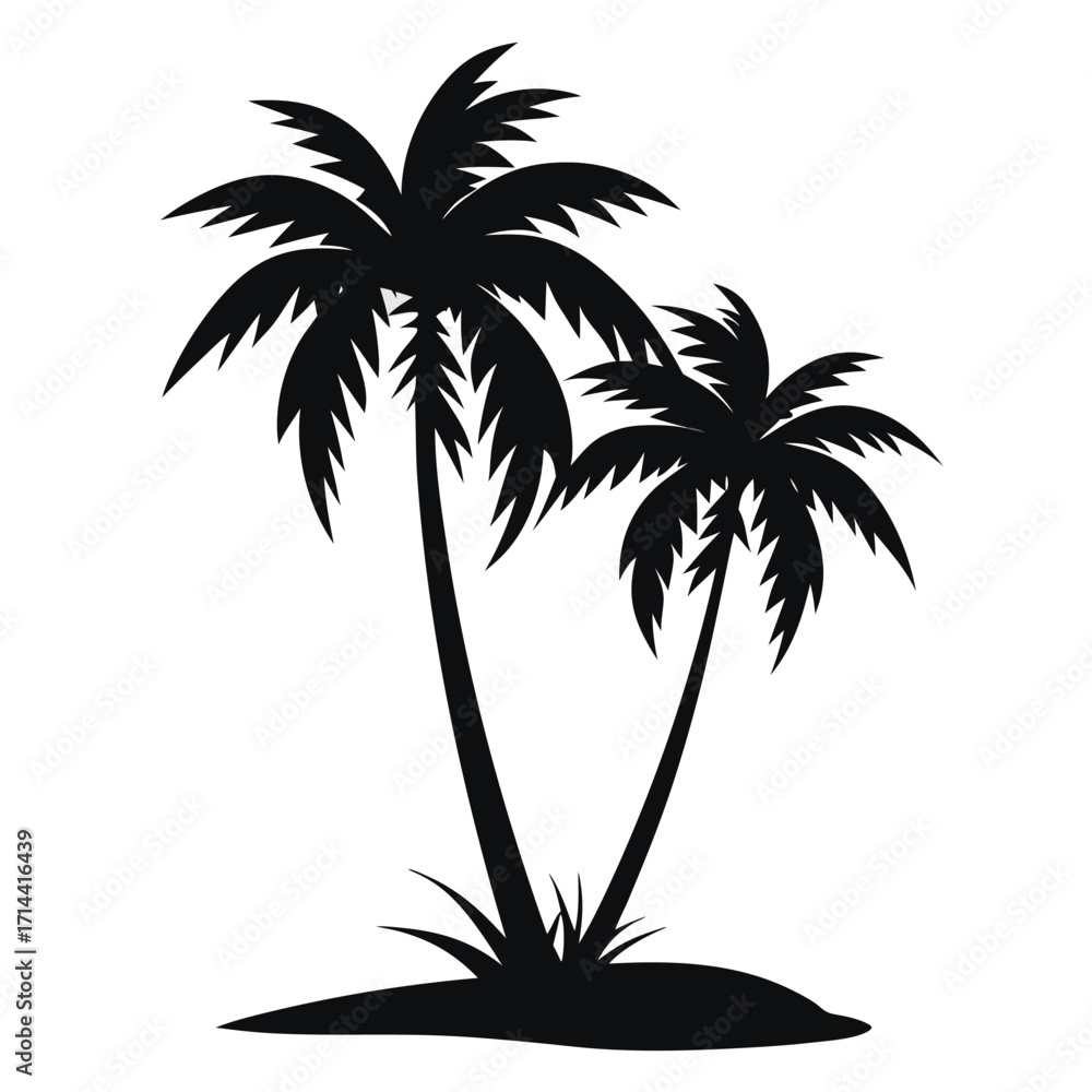 Fototapeta premium Minimalist silhouette illustration of two palm trees