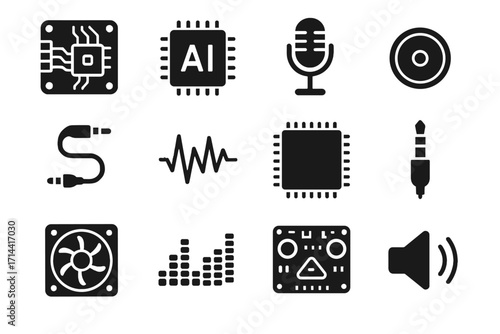 Embedded audio signal amplifier processor board digital integrated unit system sound icon