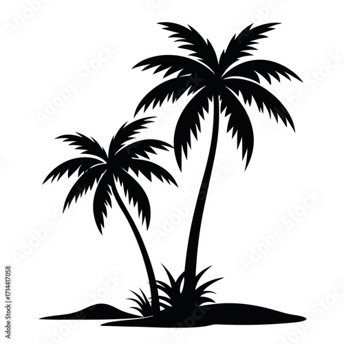 Minimalist silhouette illustration of two palm trees