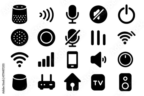 Power microphone ai sound speaker circular knob icon vector button ring