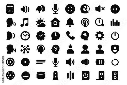 Voice grill smart icon speaker ai wireless vector equalizer connection sound controls