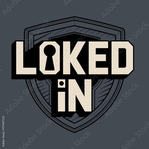 Locked in emblem with keyhole icon conceptual graphic design symbolizing security privacy and confinement vector