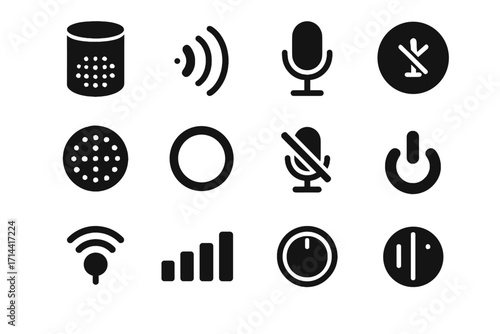 Wireless icon speaker equalizer knob vector voice ai touch volume mute