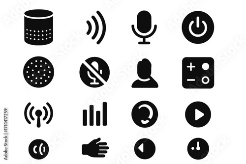 Circular speaker touch vector equalizer voice iconography mute icon connection grill power