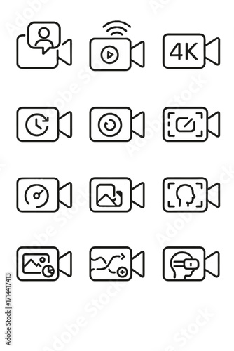 Grading icon video mode vector stabilization recording ai stream vr motion call