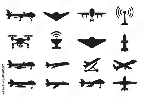 Flying icon icons military combat unmanned vector tactical quadcopter antenna drone wing
